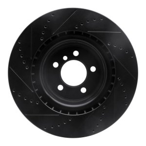 Land Rover Range Rover Brake Rotor (1) - Front Right - R1 Concepts - Drilled & Slotted - Black - `06-`12